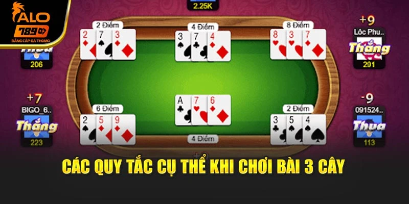 Các quy tắc cụ thể khi chơi bài 3 cây